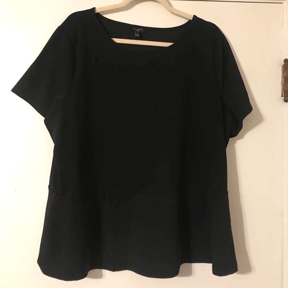 NWT Talbots short sleeve, black peplum top